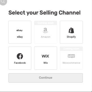 Choose your selling channel - Shopify and then click Continue